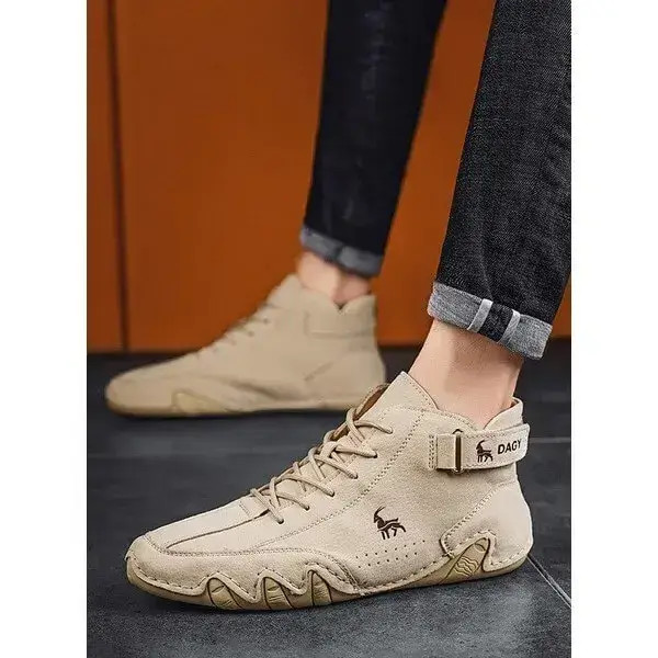 Mens High-Top Sneakers | Breathable Solid Color Flat Casual Shoes With Multiple Colors
