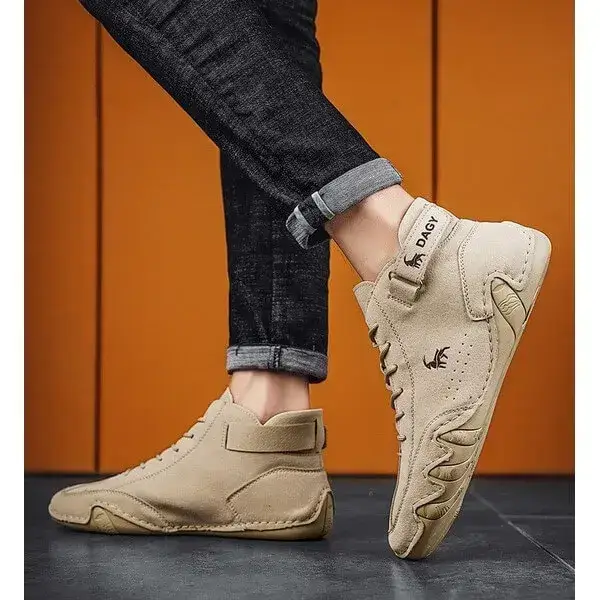 Mens High-Top Sneakers | Breathable Solid Color Flat Casual Shoes With Multiple Colors