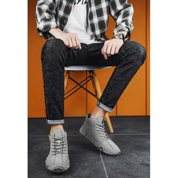 Mens High-Top Sneakers | Breathable Solid Color Flat Casual Shoes With Multiple Colors