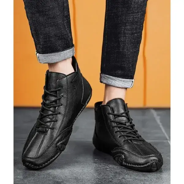 Mens High-Top Sneakers | Breathable Solid Color Flat Casual Shoes With Multiple Colors