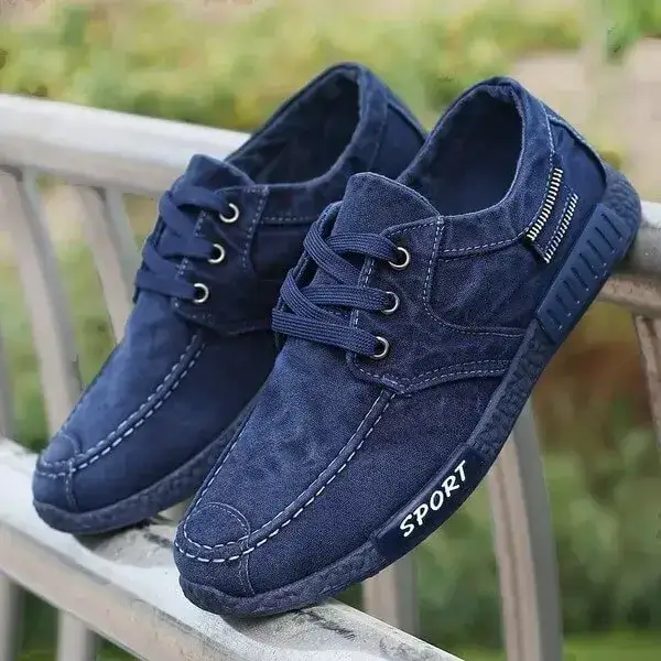 Mens Non-Slip Canvas Shoes | Stain-Resistant Low-Top Casual Shoes in Blue, Black, Grey