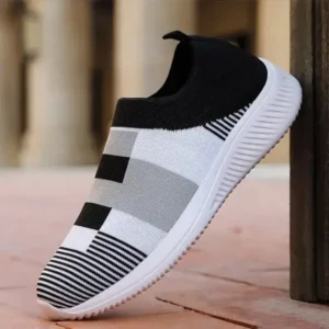 Bulbulfoot Women Casual Knit Design Breathable Mesh Color Blocking Flat Sneakers