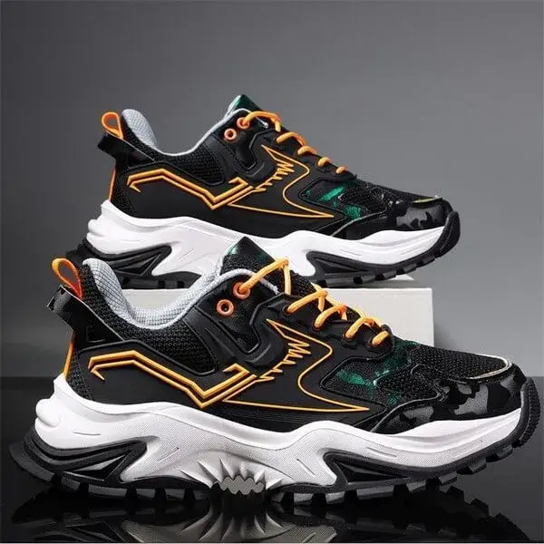 Bulbulfoot Men Spring Autumn Fashion Casual Colorblock Mesh Cloth Breathable Rubber Platform Shoes Sneakers